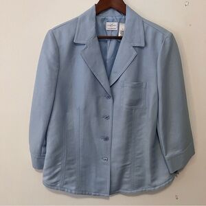 VTG Emma James Women’s Sz. 16 Pastel Blue Blazer Linen Blend Preppy Old Money